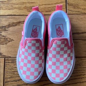 Girls pink checkerboard slip on Vans